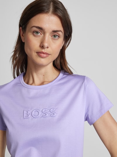 BOSS T-shirt met labelstitching, model 'Eventsa' Lila - 3