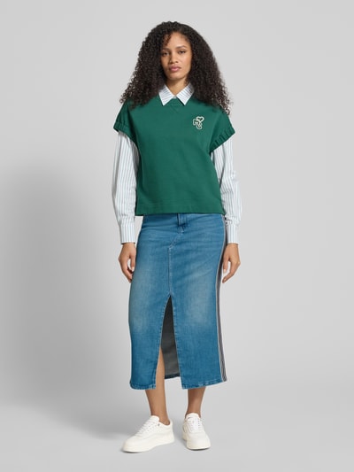 Marc Cain Midi Jeansrock mit Gehschlitz Hellblau Melange 1