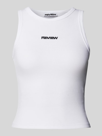 Review Tanktop mit gerippten Abschlüssen Weiss 1