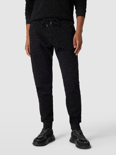 Christian Berg Men Sweatpants mit fein strukturiertem Muster Black 4