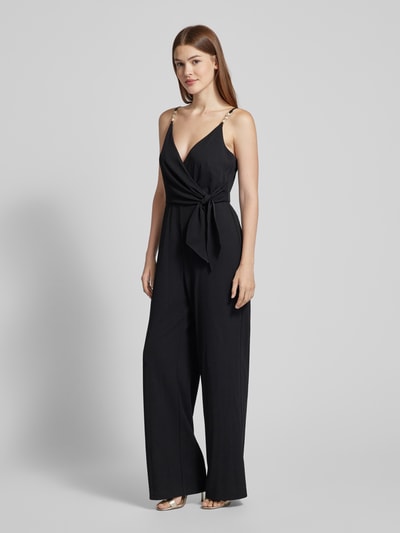 Adrianna Papell Jumpsuit mit Perlen und Knotendetail Black 1