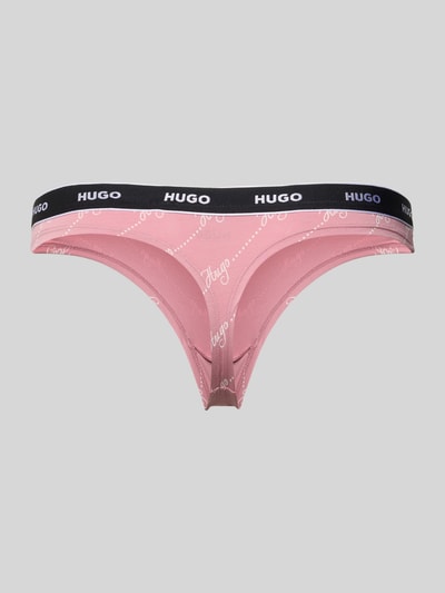HUGO String van katoenmix, model 'THONG STRIPE PYP' Oudroze - 3