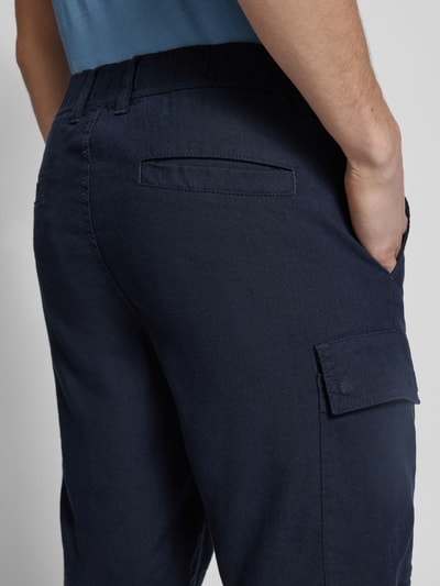 BOSS Orange RElaxed fit korte cargobroek met riemlussen, model 'Sisla' Marineblauw - 3