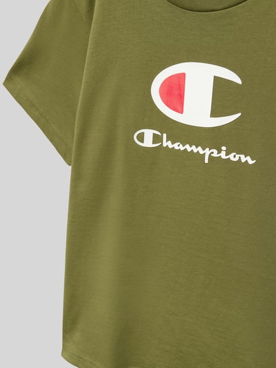 CHAMPION T-Shirt mit Label-Print Oliv 2