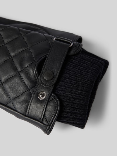 Barbour Handschoenen van echt leer met ribgebreide boordjes Zwart - 2