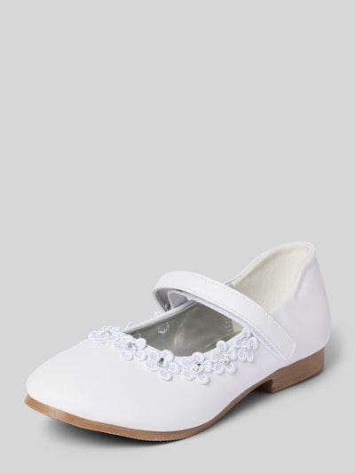 Happy Girls Ballerinas mit floraler Applikation und Klettverschluss Ecru 1