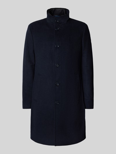Christian Berg Men Mantel aus Woll-Mix mit Stehkragen Dunkelblau 2