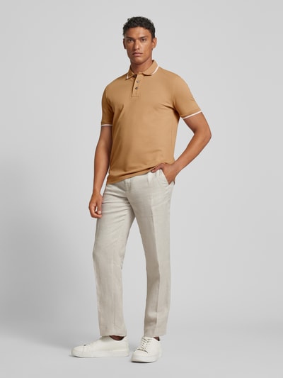 BOSS Poloshirt met contraststrepen, model 'Parlay' Beige - 1