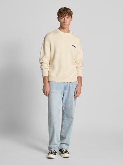 REVIEW Gebreide pullover met labelstitching Ecru - 1