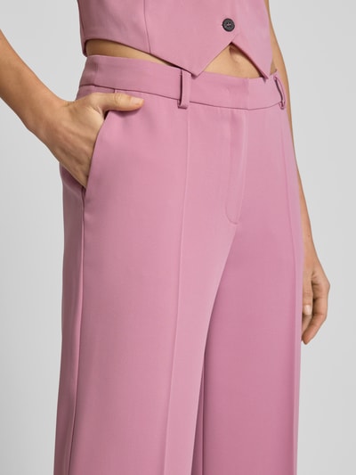 Swing Straight leg stoffen broek met persplooien Rosé - 3