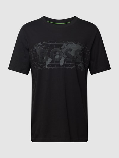 BOSS Green T-shirt met sierkralen, model 'Diamond' Zwart - 2