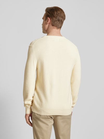 Gant Gebreide pullover met structuurmotief en ronde hals Offwhite - 5