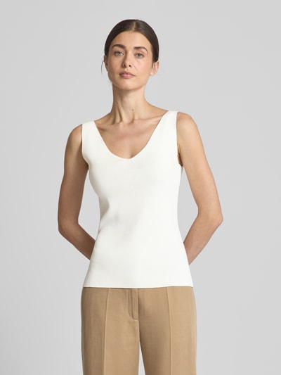 s.Oliver BLACK LABEL Slim fit top in een fijne viscosemix Offwhite - 4