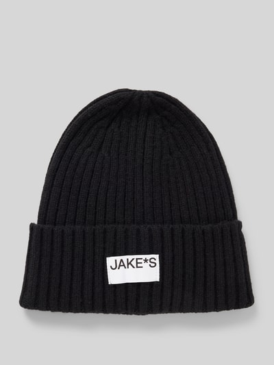 Jake*s Casual Czapka beanie z naszywką z logo Czarny 1