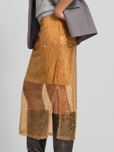 Jake*s Collection Midirock in semitransparenter Layering-Optik Camel 3