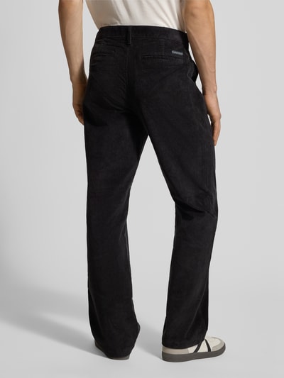 Calvin Klein Jeans Spodnie sztruksowe o kroju straight fit z wpuszczanymi kieszeniami Czarny 5