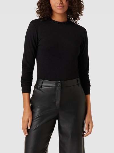 Opus Longsleeve mit Stehkragen mit Rüschen Modell 'Sanba' Schwarz 4