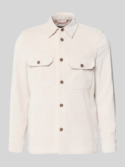 Produktfoto, Regular Fit Hemdjacke aus Cord Modell 'CIPOLPO' von CINQUE in Beige, Knopfleiste, Kentkragen, Brusttaschen, Herren Hemdjacke