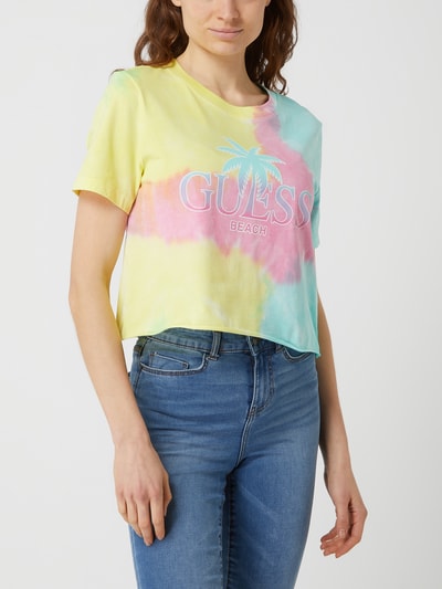 Guess Cropped T-Shirt im Batik-Look  Neon Pink 4