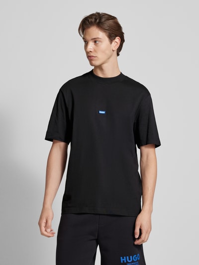 Hugo Blue T-Shirt mit Label-Stitching Modell 'Nieros' Black 4