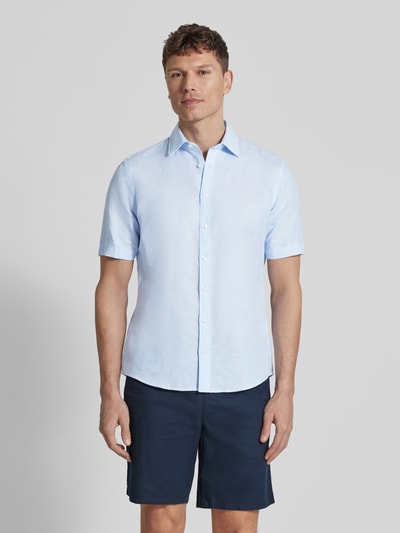 Jake*s Slim Fit Freizeithemd aus Leinen-Mix Hellblau 4