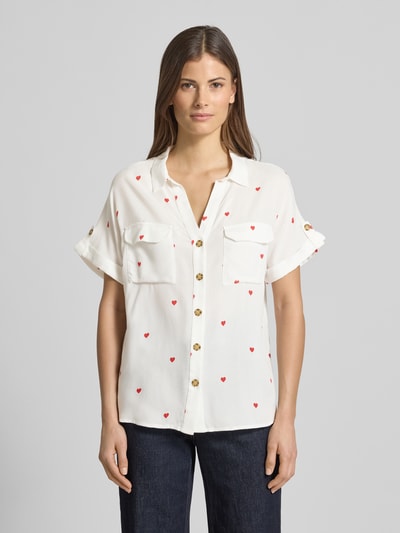 VERO MODA Bluzka o kroju comfort fit z czystej wiskozy model 'BUMPY' Biały 4