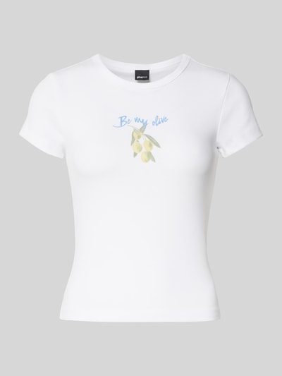 Gina Tricot T-Shirt mit Motiv-Print und Rundhalsausschnitt Offwhite 2