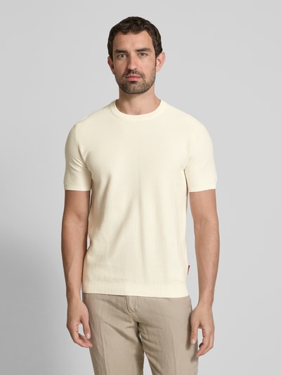 JOOP! Jeans T-Shirt mit gerippten Abschlüssen Modell 'Simoro' Offwhite 4