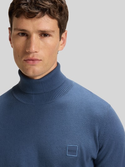BOSS Orange Regular Fit Rollkragenpullover aus Baumwoll-Kaschmir-Mix Modell 'AKIRO_S' Rauchblau 3