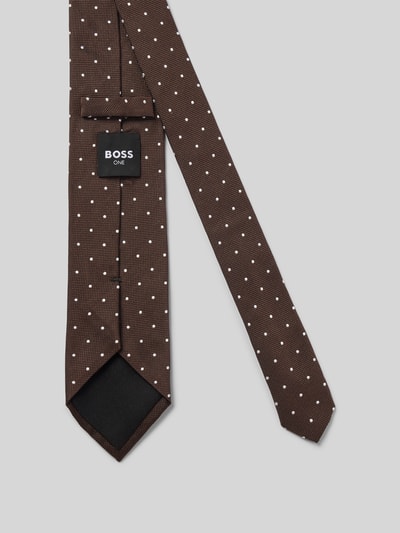 Productfoto, Seidenkrawatte mit Strukturmuster van BOSS BLACK, bruine kleur met all-over jacquardpatroon, normale fit, 7,5 cm breed.