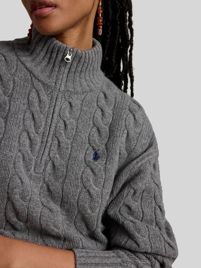 Polo Ralph Lauren Regular Fit Troyer aus Woll-Mix Mittelgrau Melange 3