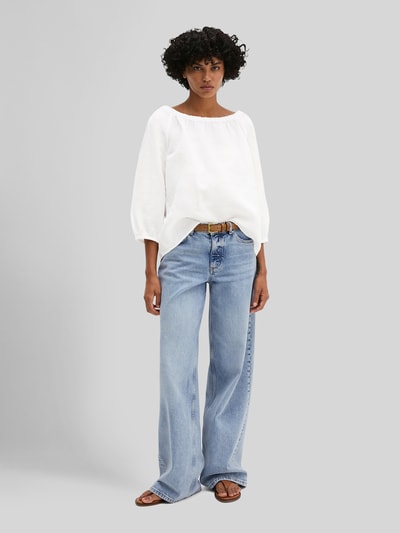 Marc O'Polo Regular Fit Bluse aus reinem Leinen mit Carmen-Ausschnitt Weiss 1