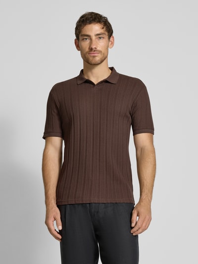 SELECTED HOMME Slim fit poloshirt met structuurmotief, model 'JADEN' Donkerbruin - 4