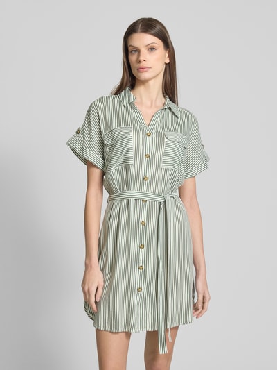 Vero Moda Getailleerde mini-jurk van pure viscose, model 'BUMPY' Rietgroen - 4