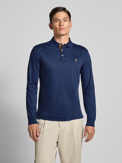 Polo Ralph Lauren Slim Fit Poloshirt in Logo-Stitching Dunkelblau 4