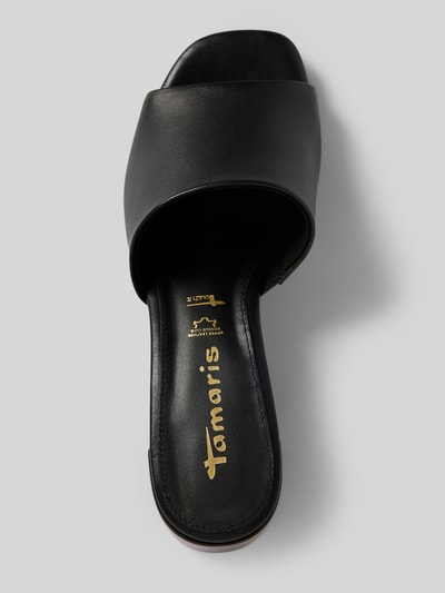 Tamaris Lederslides mit Blockabsatz Black 3