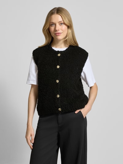 VILLA SOPHIE Loose fit mouwloos vest met mohair, model 'VIOLA' Zwart - 4