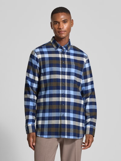 Christian Berg Men Regular fit vrijetijdsoverhemd van biologische katoenmix Marineblauw - 4