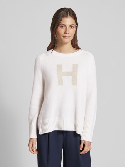 Hemisphere Strickpullover mit Label-Print Offwhite 4