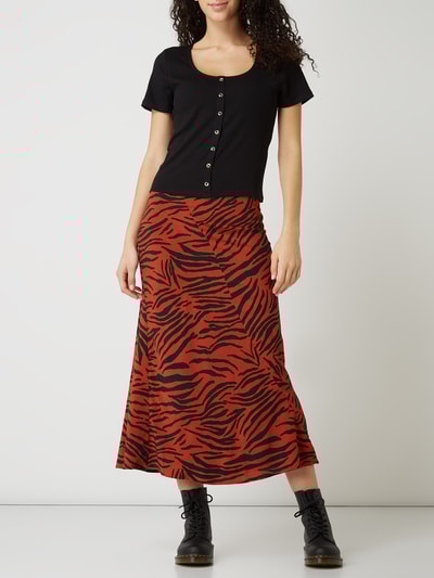 CATWALK JUNKIE Maxirock aus Viskose mit Animal-Print Schwarz 1