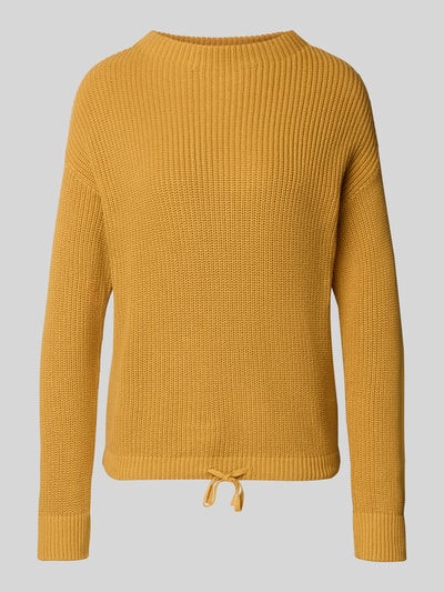 Jake*s Casual Gebreide pullover met opstaande kraag en tunnelkoord Mosterdgeel - 2