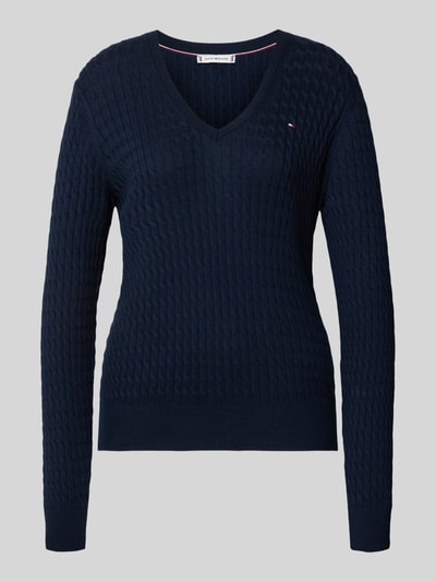 Tommy Hilfiger Sweter z dzianiny o kroju regular fit z czystej bawełny Granatowy 1