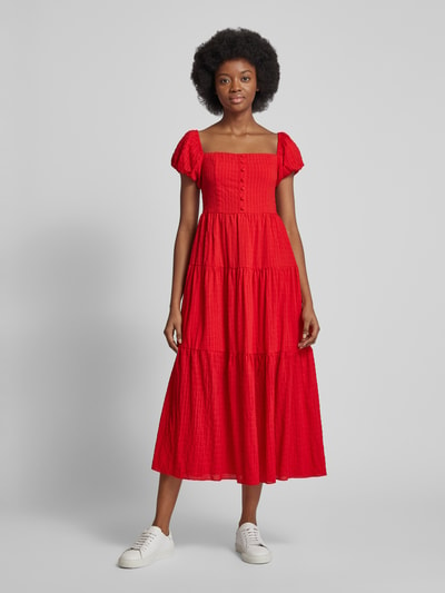 Apricot Midi-jurk met vierkante hals Rood - 4
