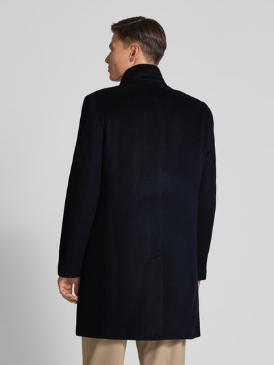 Christian Berg Men Regular fit lange wollen jas met viscose Donkerblauw - 5