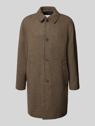 Produktfoto, braun-beiger Regular Fit Mantel aus Woll-Mix Modell 'RONNIE' von Selected mit feinem Karomuster, Herren Trenchcoat von Selected