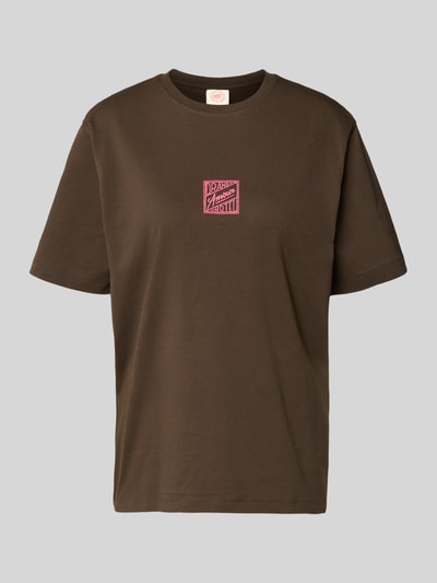 Selected relaxed fit T-shirt van puur katoen model 'BROOK SS HOTEL' Donkerbruin - 2