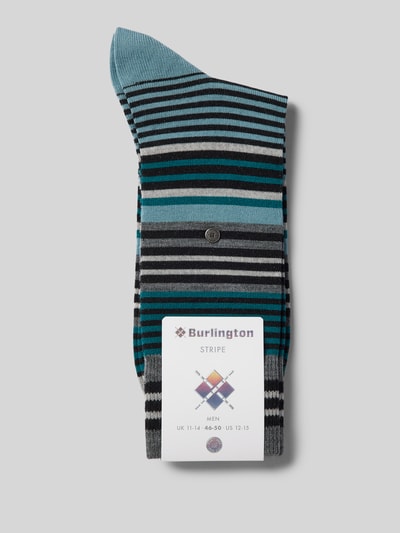 Burlington Socken aus Schurwolle-Mix mit Label-Details Petrol 3