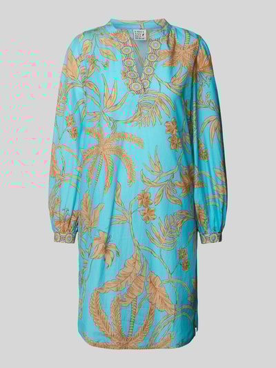 Emily Van den Bergh Knielanges Kleid mit Ballonärmeln Aqua 2