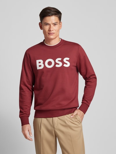 BOSS Bluza z nadrukiem z logo model ‘Soleri’ Bordowy 4