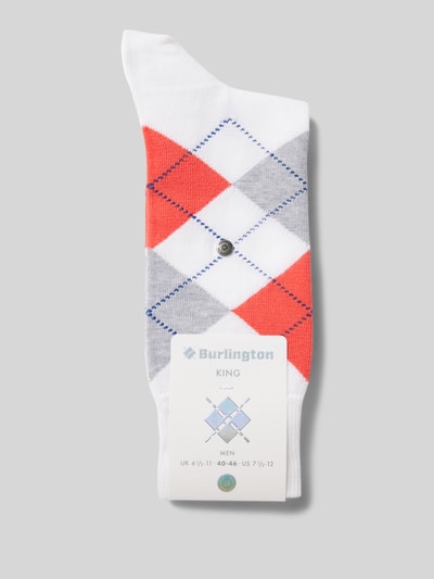 Burlington Socken mit grafischem Muster Modell 'KING' Weiss 3